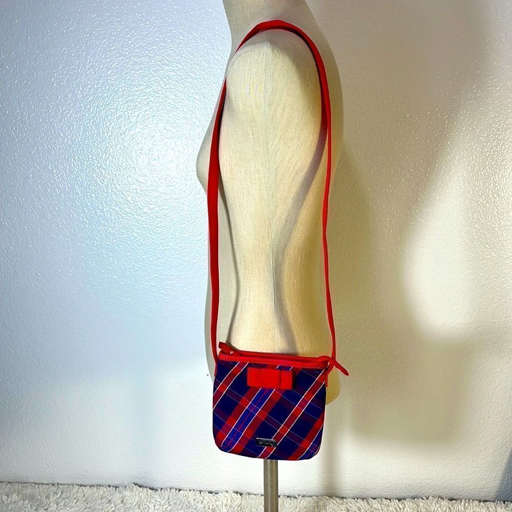 Tommy Hilfiger Red Blue Plaid Crossbody Purse Shoulder Bag Small